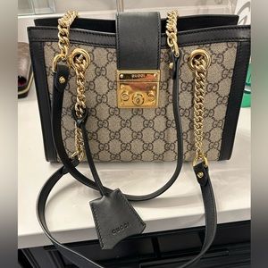 Gucci Padlock Chain Tote GG Coated Canvas Small
